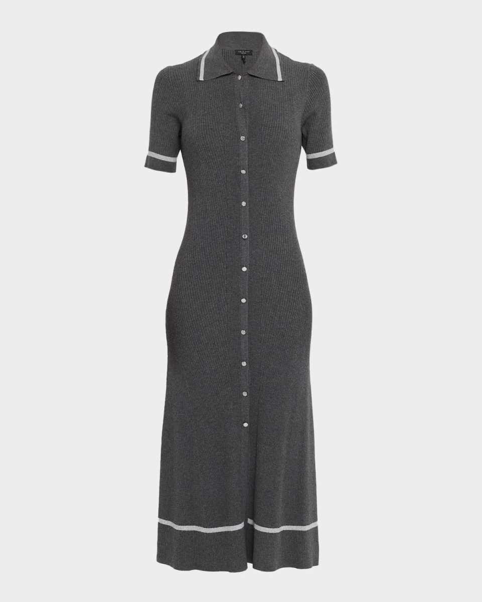 Kassy Tipped Rib-Knit Midi Dress